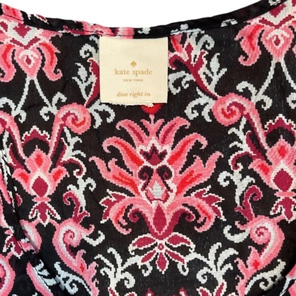 KATE SPADE Beach‎ Swimsuit Cover-Up Mini Dress Black Pink Smocked Size 38" Bust - Picture 6 of 12